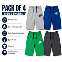 Pack of 4 Men Shorts Cotton with Zipper Pockets – Casual Gym & Daily Wear Pakistan